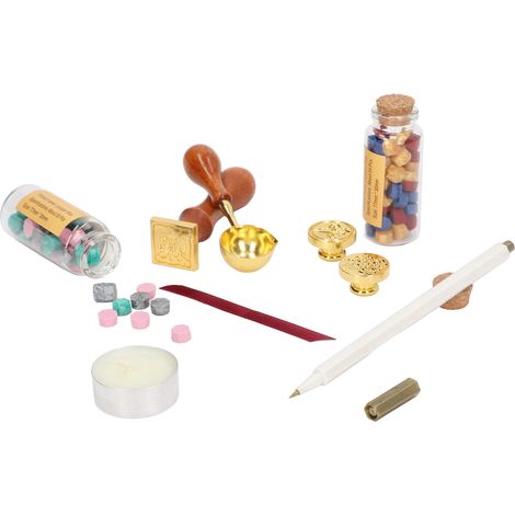 Kit de tampons à cire rétro, couleurs vives et brillantes, motif en relief. (1/5)