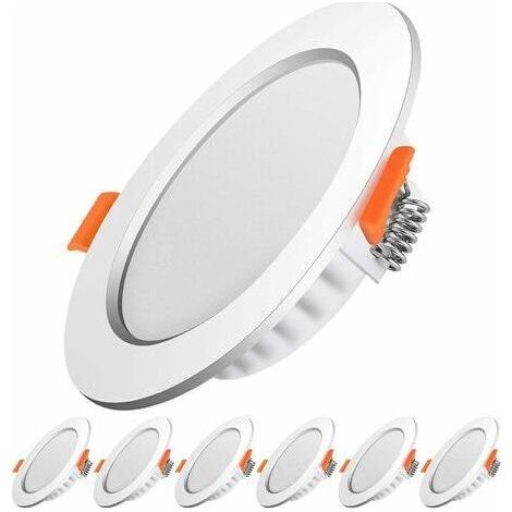 Spot encastrable LED extra plat 5W – Lumens 500 équivalent 50W – Blanc froid 6000K – Lot de 6 pour salle de bain, cuisine, salon, couloir - 500lumen (1/4)