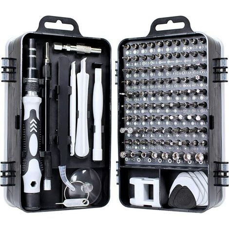 115 en 1 montre outil de réparation de retrait de téléphone portable sangle/bande/bande/batterie/kit de remplacement d'aiguille, kit d'outils de fixation/réglage de montre noir pour salle d'outils (1/5)