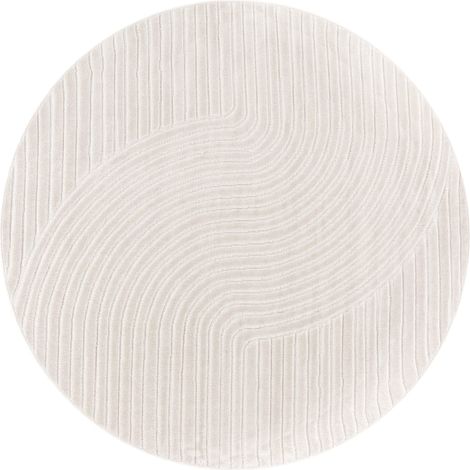 Tapis intérieur/extérieur résistant aux intempéries, cuisine/chambre, uni, géométrique ethnique Crème, Rond, 200 cm x 200 cm x 10 mm (1/5)