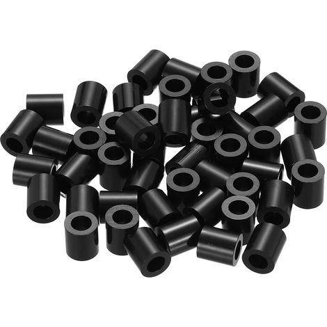 120Pcs Entretoise ABS M4 x 7mm OD x 8mm L Rondelles d'Espacement Rondes en Plastique Noir, Écrou d'Écartement Non Fileté pour Vis, Boulons, Prise Électrique (1/5)