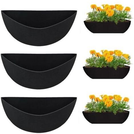 Lot de 3 doublures de pot de fleurs demi-rondes en feutre de 41 cm à suspendre au mur, pour pot de fleurs, panier de fleurs, panier de fenêtre (1/4)