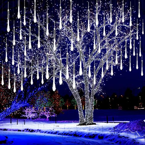 Guirlande lumineuse de Noël pour extérieur, 10 tubes de lumières de fées de pluie de météorites, lumières de pluie imperméables pour Halloween (1/5)