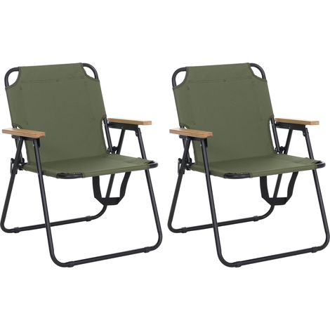 Lot de 2 chaises de camping HWC-Q43, chaises de jardin, de balcon ou de loisirs, pliables, en bambou (1/5)