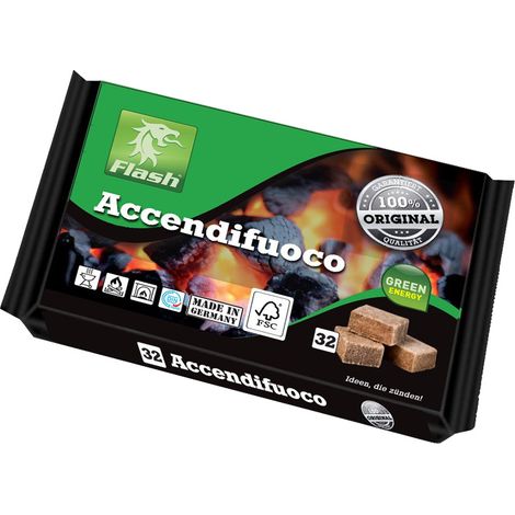 Accendifuoco Ecologico 32 Cubetti FLASH - Non Inquina e Non Sporca (1/2)