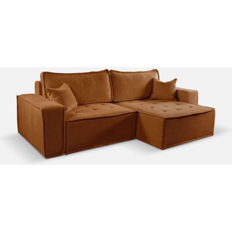 L-förmiges Bohoo-Ecksofa mit Schlaffunktion Ziegel Rechts (1/4)
