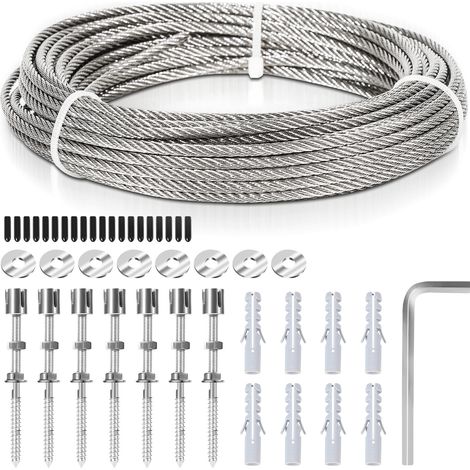 Wolketon 12m Edelstahl Rankhilfe Drahtseil Set – Kletterhilfe Seilsystem für Pflanzen, Garten Rankhilfe & Wäscheleine (1/5)