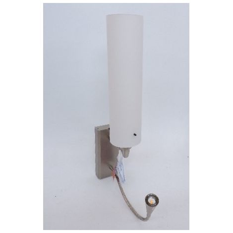 Applique murale déco avec abat-jour rond verre noir lampe G24q-2 (non incl) + lisseuse LED 3W 3000K avec inter IP20 TRAJECTOIRE