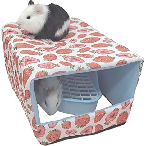 Maisons et cachettes creuses en polaire pour cochon d'Inde, cachette pour petits animaux, jouet pour rat, chinchilla, hérisson, hamster (rose) (1/5)