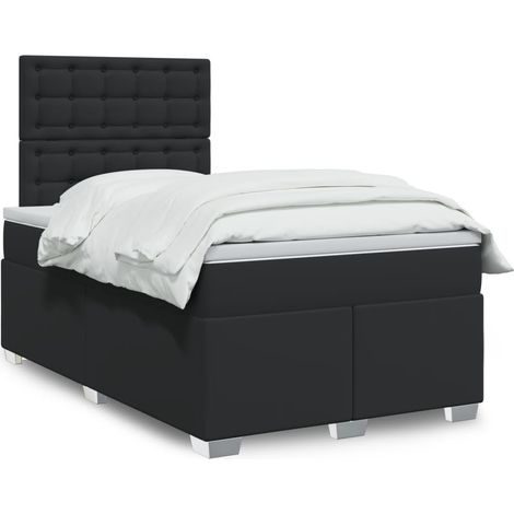 Boxspringbett mit Matratze Schwarz 120x200 cm Kunstleder