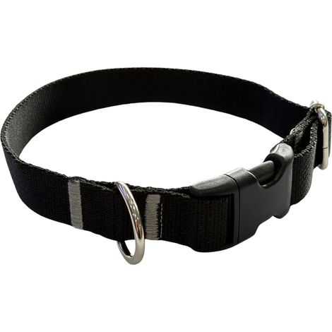 Collier pour chien 2 cm avec boucle réglable, noir, taille M : 30-45 cm (1/4)