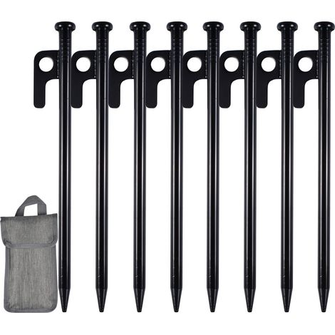 JSSEVN-Piquets de Tente Robustes, 8 Pièces 25cm Piquet de Camping, Sardines Camping avec Crochet Et Trou, Piquet de Fixation pour Tent (1/5)