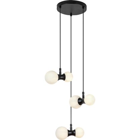 Suspension LITION G9 6x MAX 28W métal noir, verre blanc H: 120cm Ø23cm dimmable (1/5)