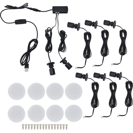 Lampe d'armoire LED ronde, petite et dimmable, alimentée par USB pour vitrine ou salle d'exposition, pack de 8 (1/5)