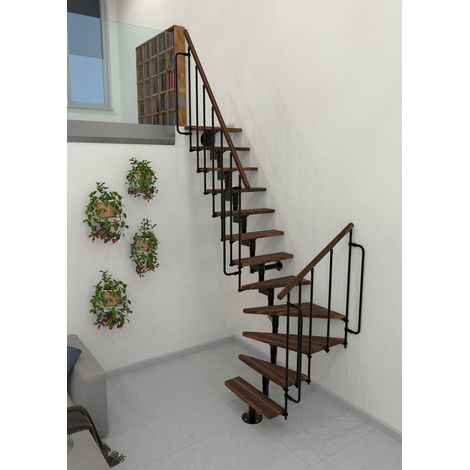 Minka Mittelholmtreppe Joker Turn 35 - 304cm Geschosshöhe Walnuss Schwarz