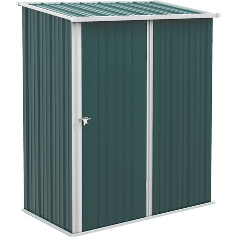 Abri de jardin 1,34 m² en acier galvanisé, abri de jardin avec toit incliné, gants et porte verrouillable, abri à outils, 161,5x94,5x196 cm, vert (1/5)