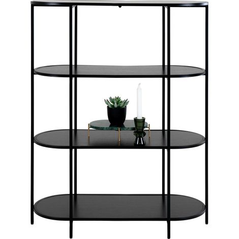 Étagère ovale en bois et métal 85x111cm - Noir - VITA (1/5)