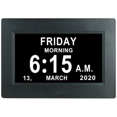 7-inch LCD digital clock calendar with date and time, non-abbreviated clock, auto-dimming, HD display reminder in 8 languages for the elderly and children with disabilities (1/4)
