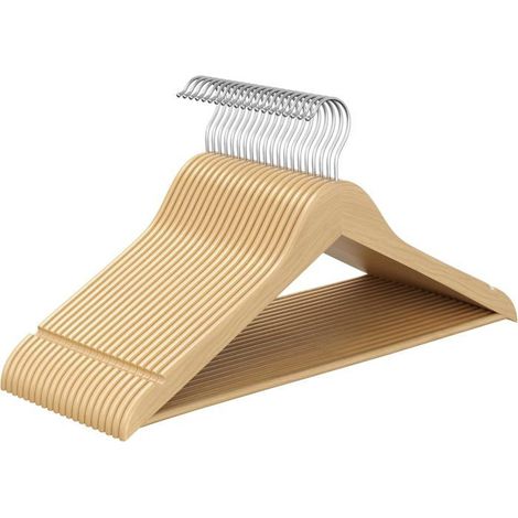 20pcs Cintres en Bois, Fins avec Encoches, Crochet Pivotant 360°, pour Vêtements à Bretelles, Armoire et Dressing (1/5)