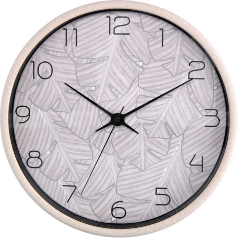 Reloj de plástico beige con hojas redondo ø32cm x 4,8cm (1/2)