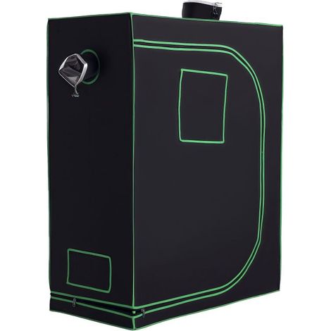 Tente de culture hydroponique Oxford 600D avec 3 aérations réglables et une fenêtre, pour culture hydroponique d'intérieur, avec passe-câbles, 120 x 60 x 150 cm, noire (1/4)