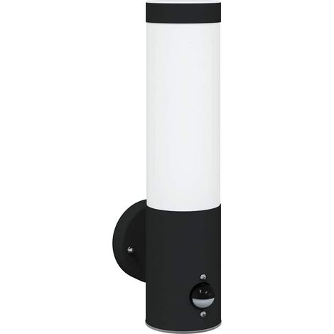 Applique murale moderne extérieure design minimaliste 12 x 7 x 29 cm en acier inoxydable noir