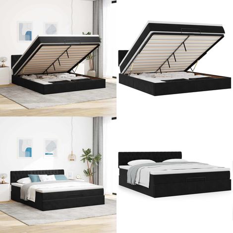 vidaXL Ottoman-Bett mit Matratze Schwarz 180x200 cm Samt (1/5)