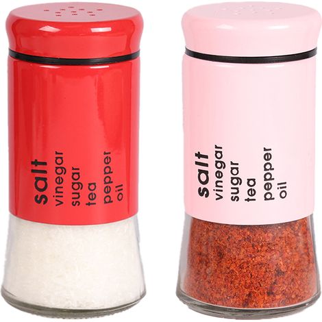 Shaker Sel Et Poivre - Verre Transparent Et Couvercle Acier Inoxydable - Trou Réglable - Usage Cuisine Table À Manger Extérieur - Lot De 2 (1/5)