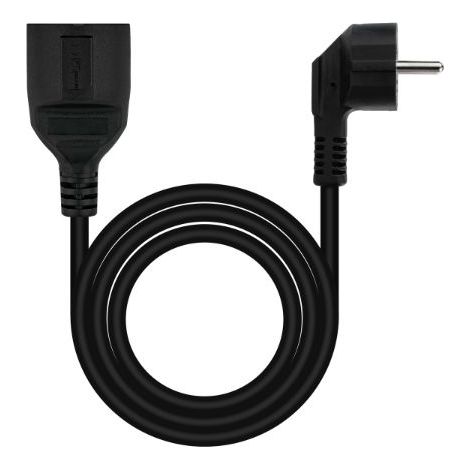 NANOCABLE 10.22.0602-BK - Verlängerungskabel, Schuko CEE7 Stecker auf Schuko CEE7 Buchse, 100% Kupfer 1,5 mm2, Schwarz, 2 m