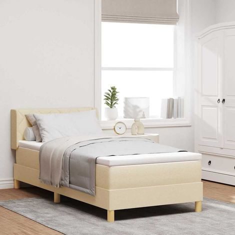 Boxspringbett mit Matratze mit Kopfteil Creme 200 x 90 cm Stoff (1/5)