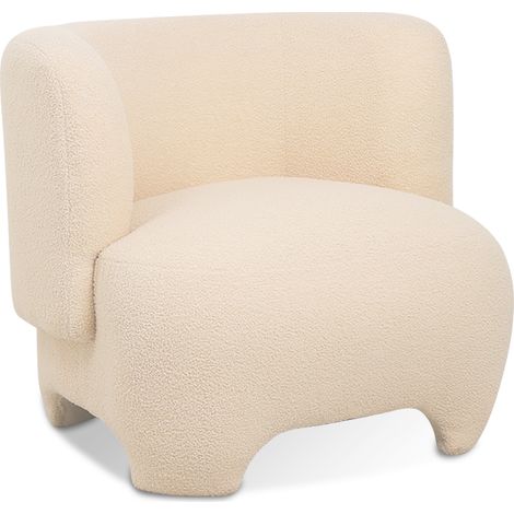 Fauteuil Rembourré - Fauteuil en Tissu Bouclé - Magnolia Crème (1/5)