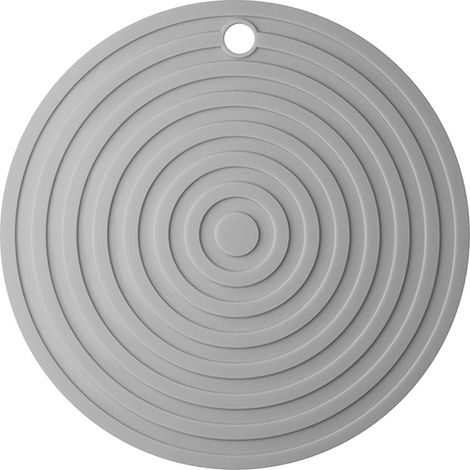 Tovagliette in silicone grigio chiaro che proteggono le stoviglie dalle alte temperature e dai graffi, facili da pulire e flessibili, confezione da 6 pezzi. (1/4)
