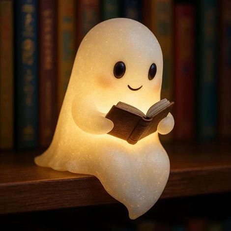 Lampadaire fantôme 3D LED pour lire, décoration Halloween, cadeau idéal pour amoureux des livres, parfait pour chambre, bureau, salle de bain et salon (1/4)
