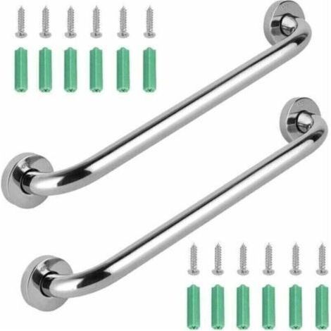 2 Pcs Acier Inoxydable Barre D'appui de Bain,Barre D'Appui En Inox Murale Robuste Poignée,Barre D'Appui INOX Poignée, Sécurité Grab Bar pour baignoire Douche Toilette 30cm (1/4)