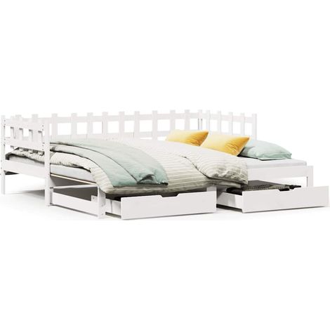 Maison Exclusive - Letto Estraibile con Cassetti senza Materasso Bianco 90x200 cm (1/5)