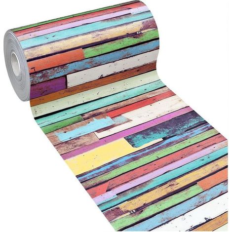 Tapis De Cuisine En PVC AntiTaches Motif Bandes Colorées Decoupable Antidérapant Lavable - 51x80 cm (1/5)