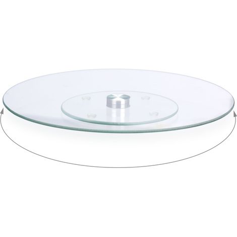 Plateau tournant de présentation pour gâteaux 2 x 30 cm pratique et élégant en verre transparent (1/4)