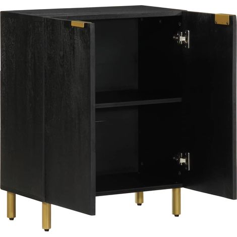 Buffet Meuble de rangement noir 60x33x75 cm bois d'ingénierie (1/5)