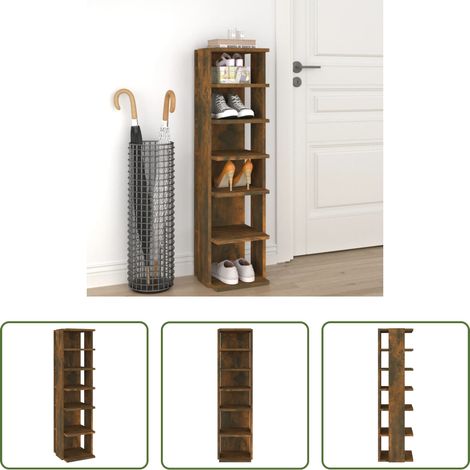 vidaXL Schuhregal Räuchereiche -  Schuhregal Räuchereiche 27,5x27x102 cm Holzwerkstoff (1/5)