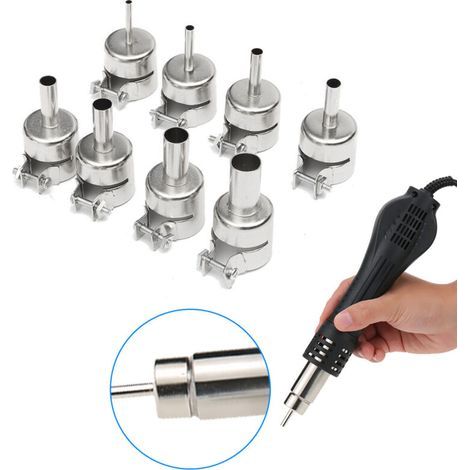 Kit de soudage à air chaud (8 buses) pour machine à souder à air chaud, compatible avec les modèles 850, 852, 858, 950, 952 et 702. Caractéristiques : buses de 3/4/5/6/7/8/10/12 mm. (1/5)