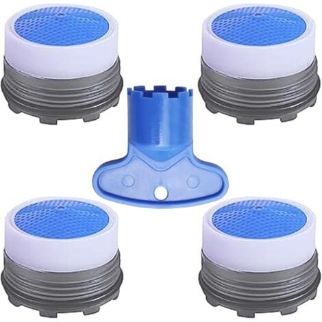 Lot de 4 aérateurs de cache M16.5, pièces de rechange pour robinet de cuisine et de salle de bain, avec clé de retrait (1/5)
