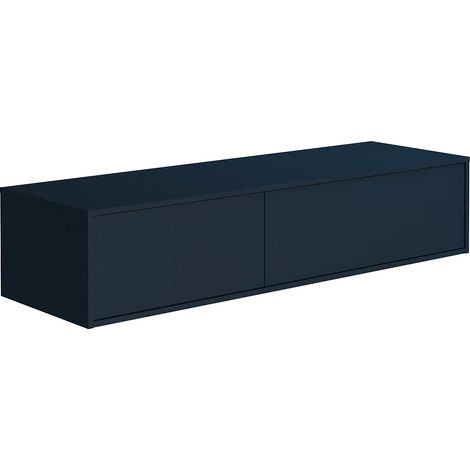 Vente-Unique – Meuble sous vasque suspendu bleu nuit – Longueur 150 cm – 2 tiroirs coulissants push to open – Éco-responsable fabriqué en Europe (1/4)