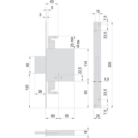 Serratura a Doppia Mappa da Infilare per Cisa Legno Art 57015 e 60