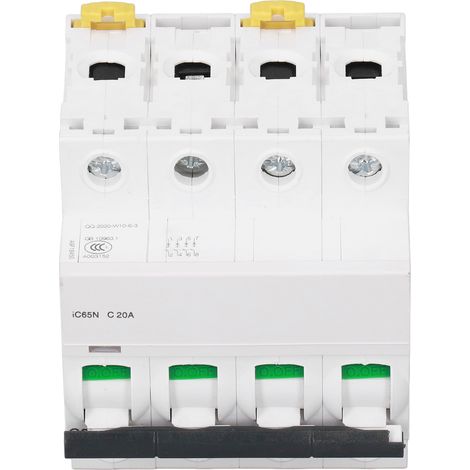 Disjoncteur miniature 4P Pa66, disjoncteur monté sur rail DIN, basse tension 400 V, 6000 A, pouvoir de coupure C20A (20 A) (1/5)