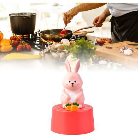 Minuteur mécanique à compte à rebours de 60 minutes, motif animal, magnétique, facile à utiliser, avec alerte sonore et lumineuse, idéal pour la cuisine ou le bureau (rouge). (1/5)