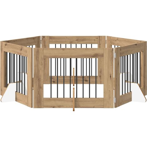 Foldable Dog Gate with Stands 6 pcs Artisan Oak 482 cm vidaXL (1/5)