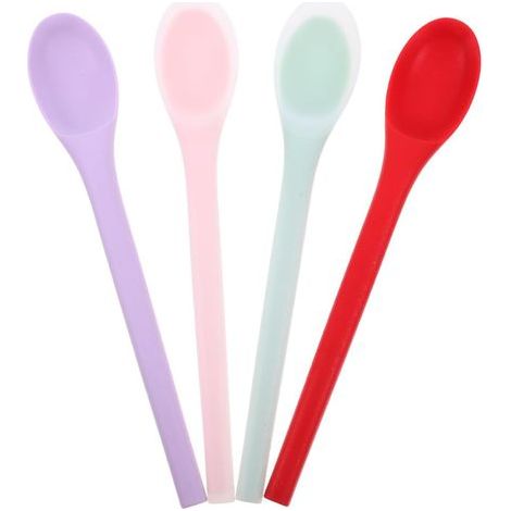 Lot De 4 Cuillères En Silicone Antiadhésives 8.00In Ustensiles De Cuisine Polyvalents Pour Mélanger Servir Et Déguster Dessert À La Maison (1/5)
