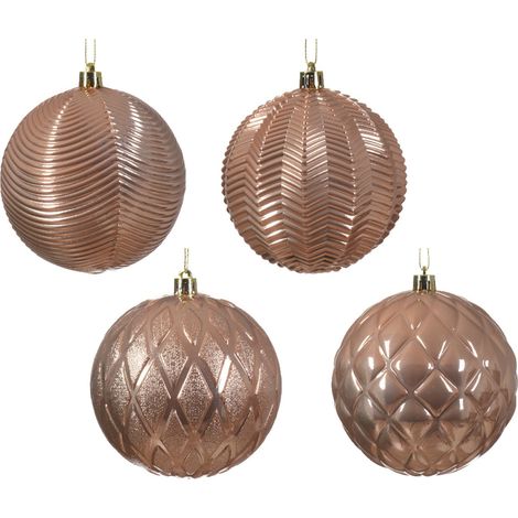 Palline per albero di Natale in vetro color rosa scintillante decorate da Ø10 cm (1/2)