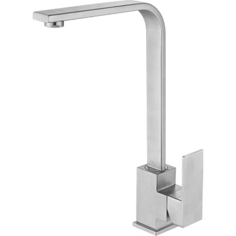 Quadratische Küchenarmatur aus Edelstahl, silber