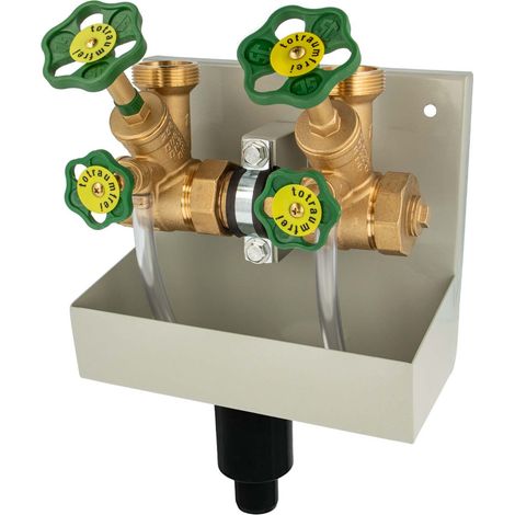 SCHLÖSSER Kompakt-Verteilerstation 2-Strang Verteiler - Zulauf 1 1/4 (5/4) Zoll - DN 32, mit Ablaufrinne